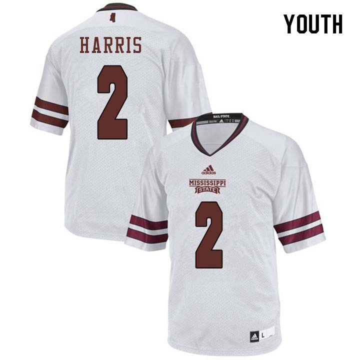 Youth #2 Walt Harris Mississippi State Bulldogs College Football Jerseys Sale-White